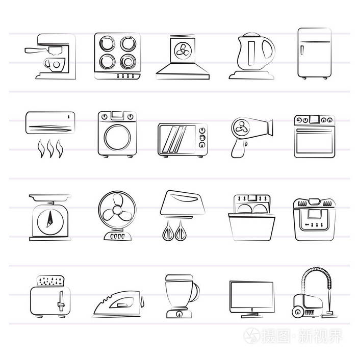 家用電器與電子產(chǎn)品圖標(biāo)的矢量設(shè)計(jì)與設(shè)置